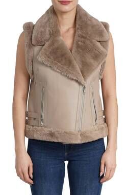 NEW LOVE TOKEN zoe moto vest in taupe